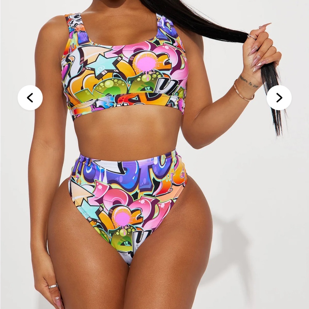 All That Graffiti High Rise 2 Piece Bikini - Multi Color
